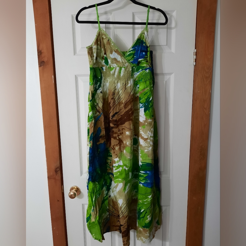 Vintage Y2K Cotton Summer Watercolour Print Dress